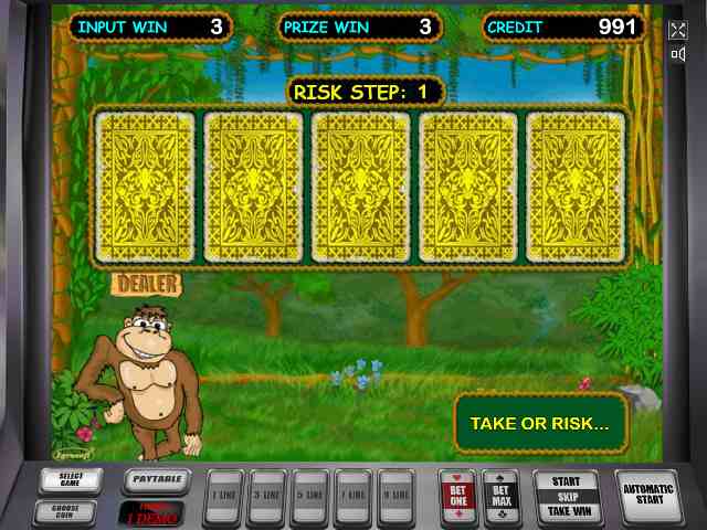 Игра на удвоение в Обезьянках Риск-игра в слоте Крейзи Манки